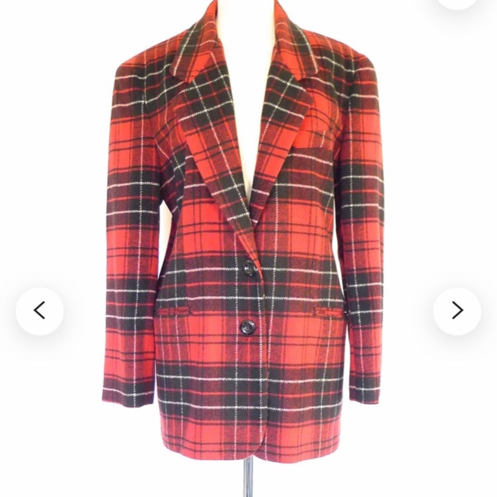 Express wool size small red plaid jacket